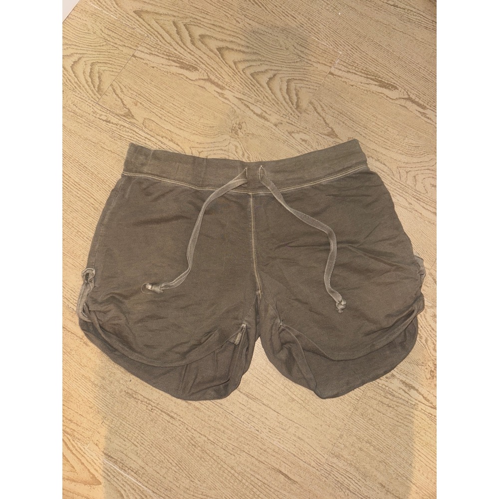 Vintage Gap Women Green French Terry Lounge Shorts Drawstring Button Tab Small